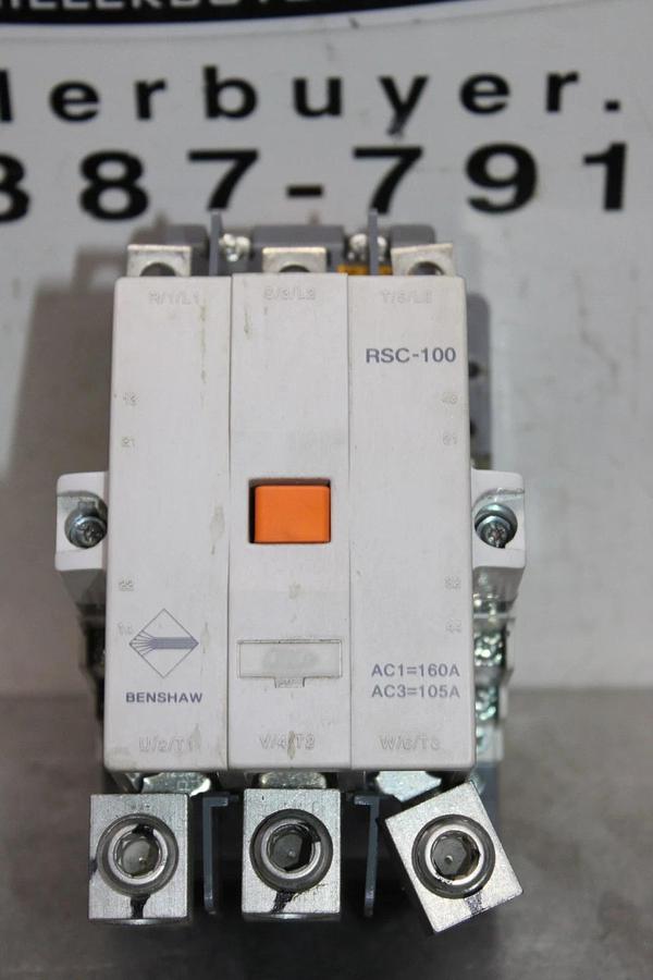 Used BENSHAW MAGNETIC CONTACTOR RSC-100 160 AMP 600 VOLT 3-POLE COIL: 100-240 VOLT