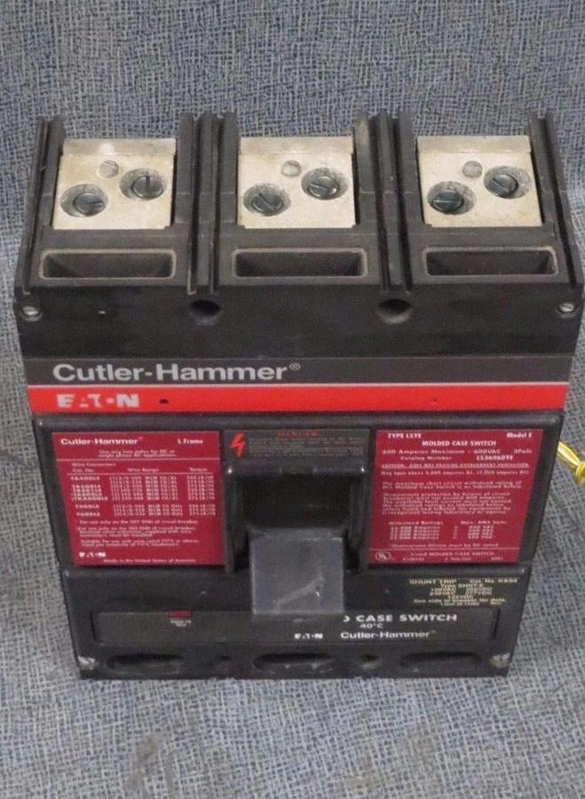 Used CUTLER HAMMER MOLDED CASE 600 AMP 600 VAC 3 POLE WITH SHUNT TRIP MODEL LS36060YE