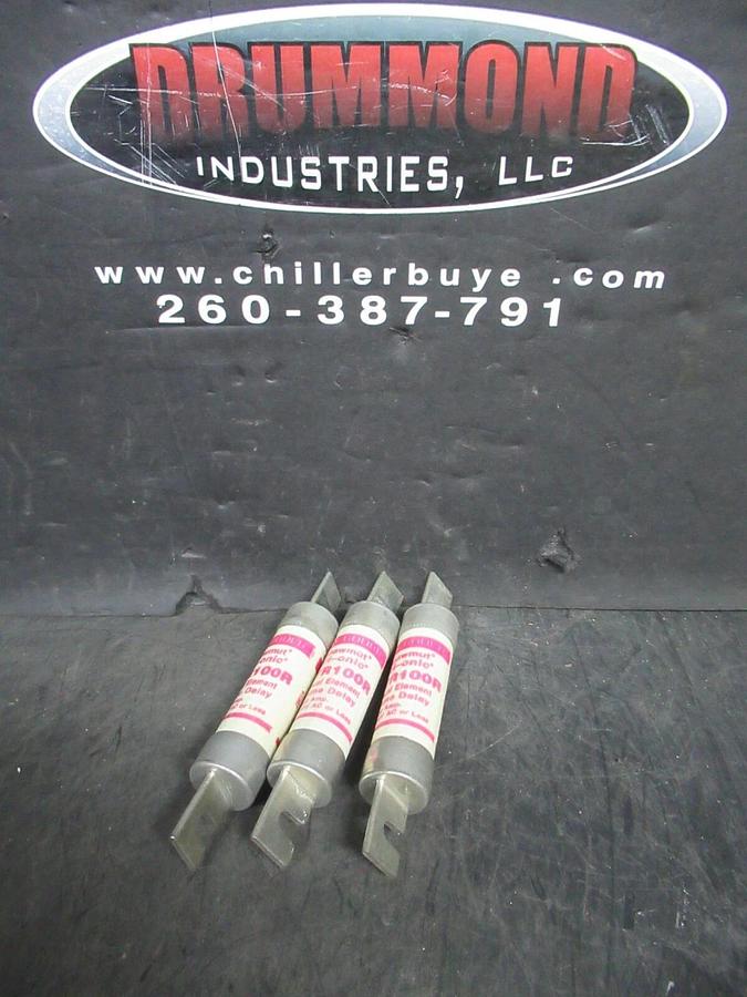 Used LOT OF 3 GOULD-SHAWMUT TRI-ONIC DUAL-ELEMENT TIME-DELAY FUSE TR100R 250 V 100 A