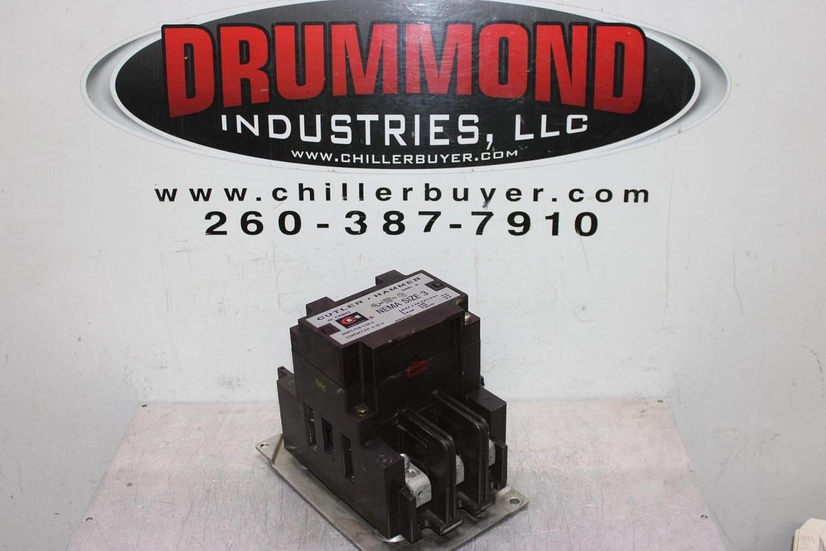 Used CUTLER-HAMMER CONTACTOR C10EN3 NEMA SIZE 3 90 AMP 600 VAC 3-POLE COIL: 120 V