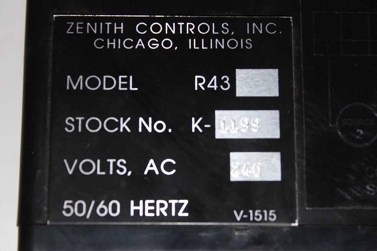 Used ZENITH CONTROLS IN-PHASE MONITOR R43 W/ BYPASS SWITCH **WARRANTY**