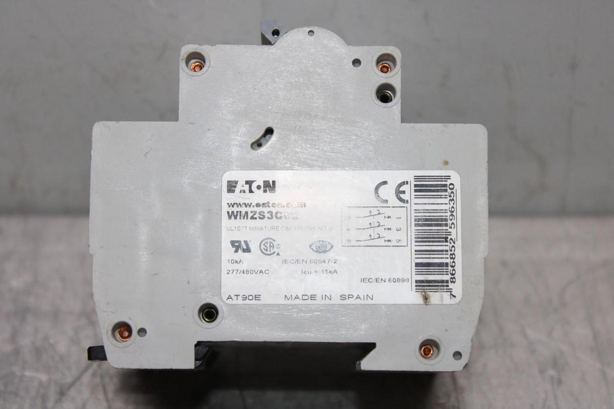 Used EATON CIRCUIT BREAKER  WMZS3C02 480/277 VAC 2 AMP 3-POLE *WARRANTY*