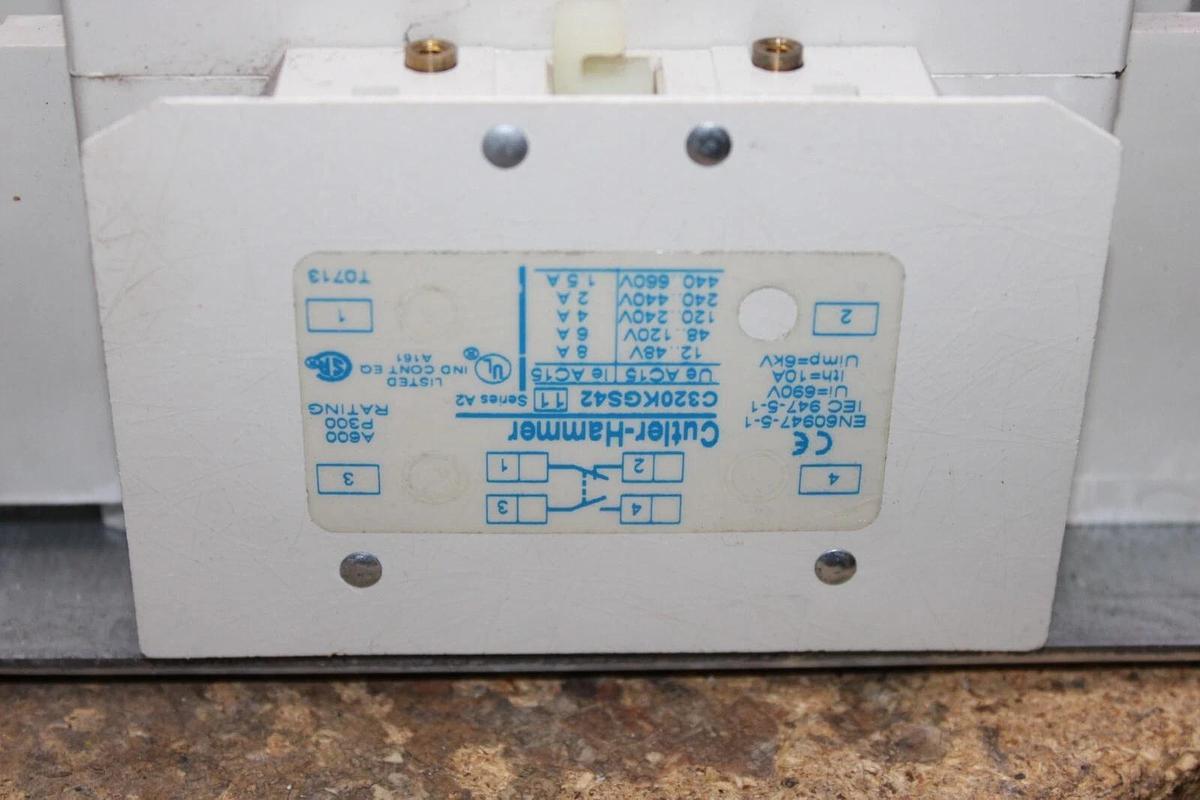 Used CUTLER-HAMMER CONTACTOR C825KN6 200 AMP 600 VAC 3-PHASE COIL: 120V