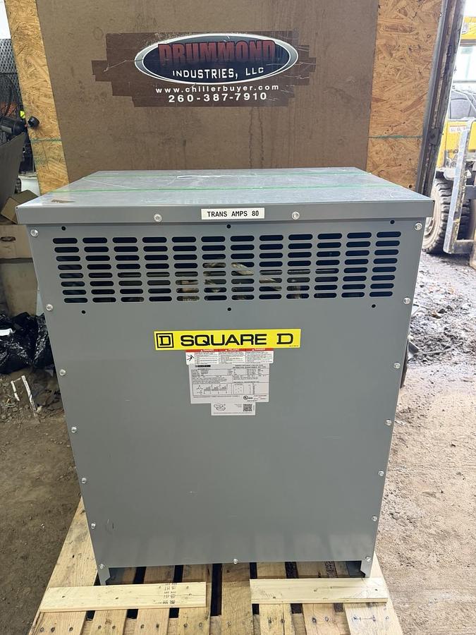 Used 45 KVA SQUARE D TRANSFORMER EX45T3HNLP PRI: 480V @ 54.1A SEC: 208/120V @ 124.9A