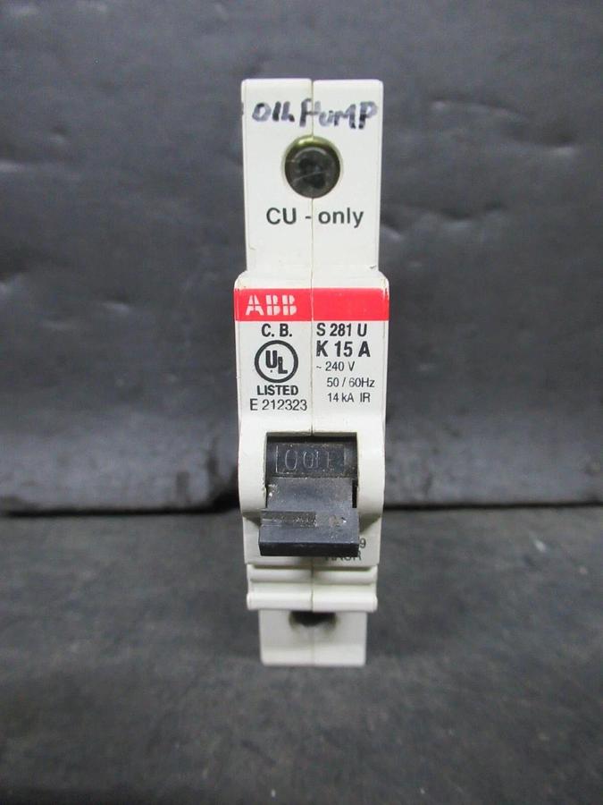 Used ABB CIRCUIT BREAKER S-281-U-K15A S281U-K15A 15 AMP 240 VAC E212323 **WARRANTY**