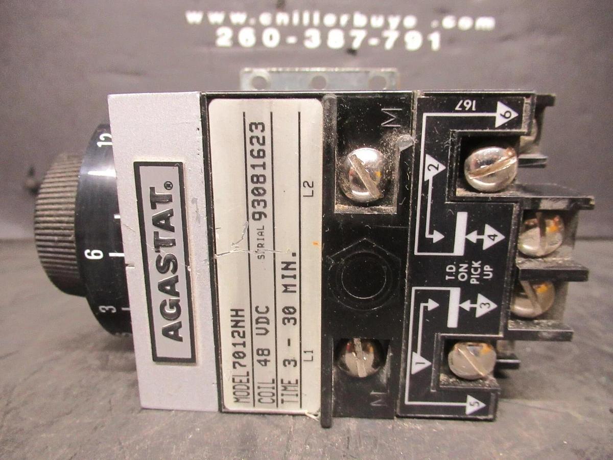 Used AGASTAT TIME DELAY RELAY 3-30 MINUTES 7012NH 48 VDC VOIL 600 VAC 10 AMP