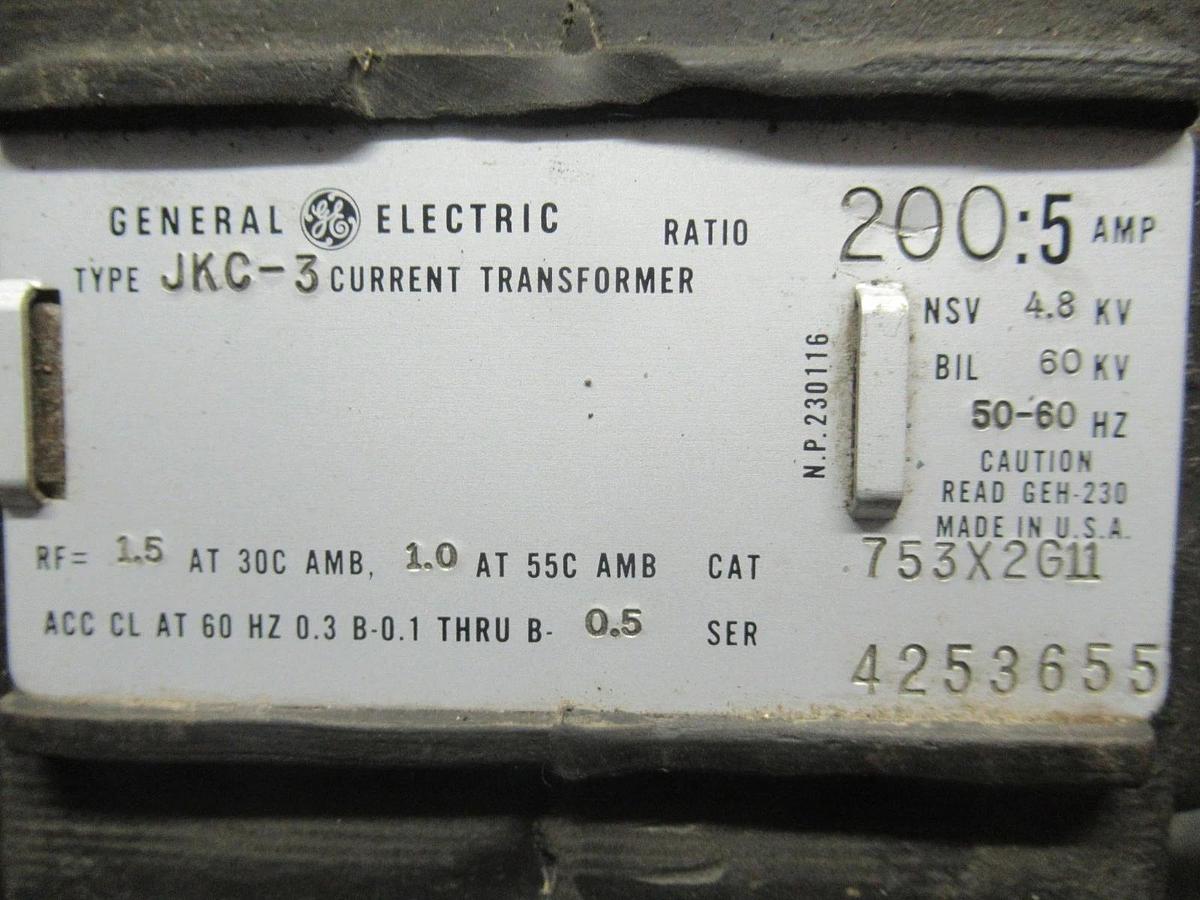 Used GENERAL ELECTRIC 753X2G11 RATIO:200:5 50/60HZ **WARRANTY INCLUDED**