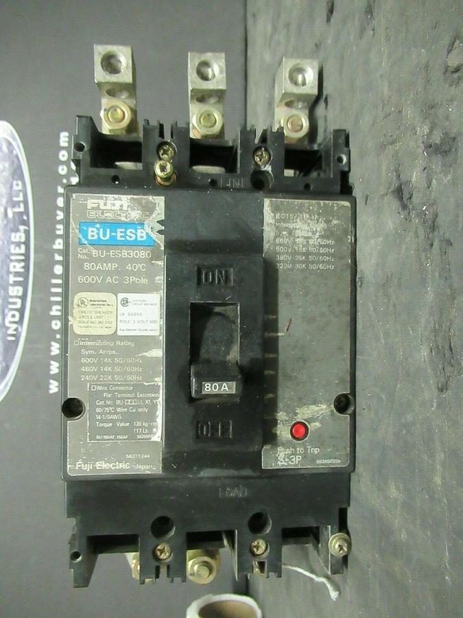 Used 80 AMP FUJI ELECTRIC BREAKER BU-ESB3080 600 VAC 3 POLE