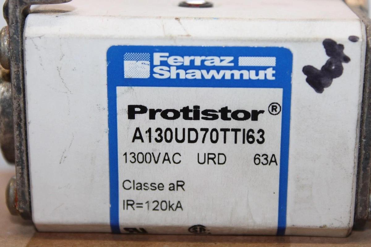 Used FERRAZ SHAWMUT PROTISTOR FUSE 1300 VAC 63 AMP A130UD70TTI63 **WARRANTY**