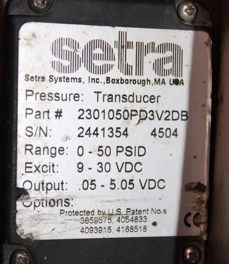 Used SETRA PRESSURE TRANSDUCER 2301050PD3V2DB 0-50 PSID 9-30 VDC *WARRANTY*