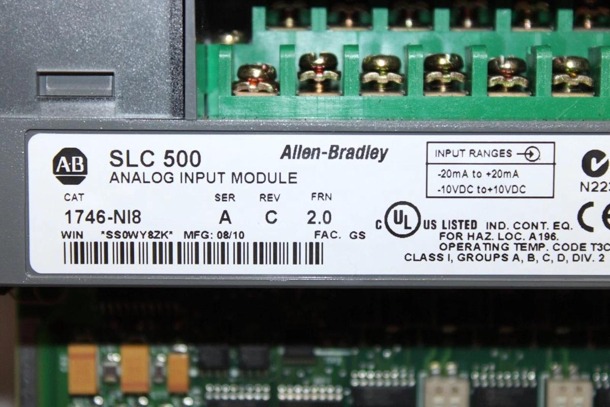 Used ALLEN BRADLEY SLC-500 ANALOG INPUT MODULE 1746-NI8 SER. A REV. C FRN. 2
