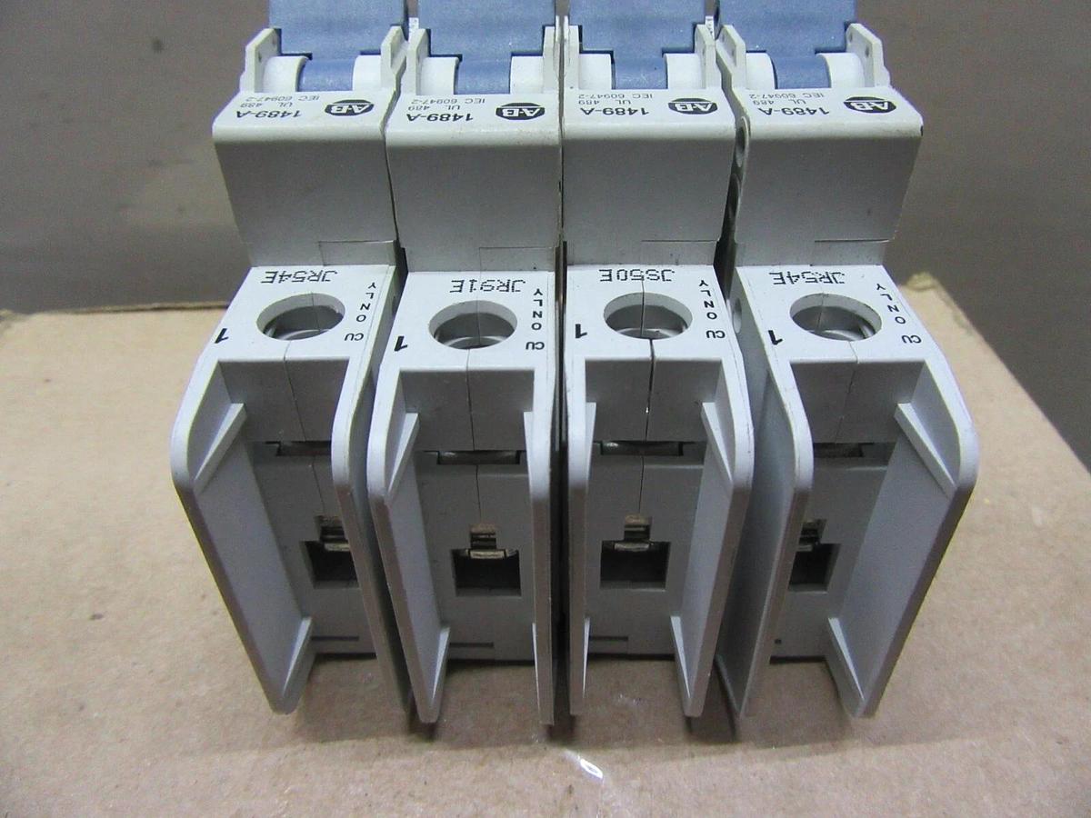 Used LOT OF 4 ALLEN BRADLEY 1489-A1C050 AB-5321 SINGLE POLE 277 VAC 5 AMP