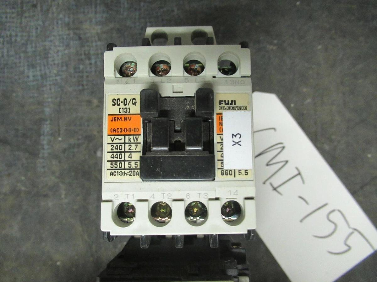 Used 13 AMP FUJI STARTER SC-0/G SC13AG 600 VAC COIL: 24 VDC W/ TR-0N/3 TR13D OVERLOAD