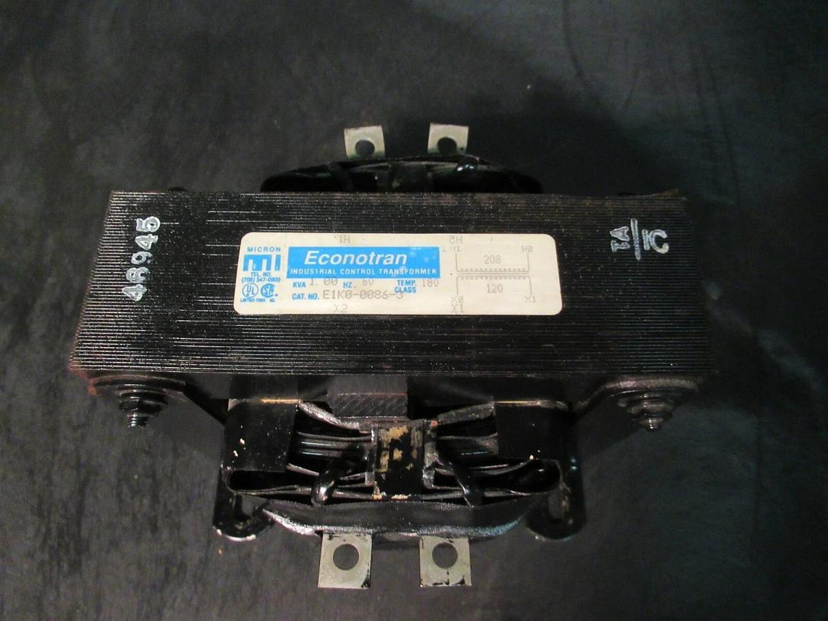 Used CUTLER HAMMER ECONTRAN CONTROL TRANSFORMER 42-3000-31 E1K0-0086-3 1 KVA 120 VAC