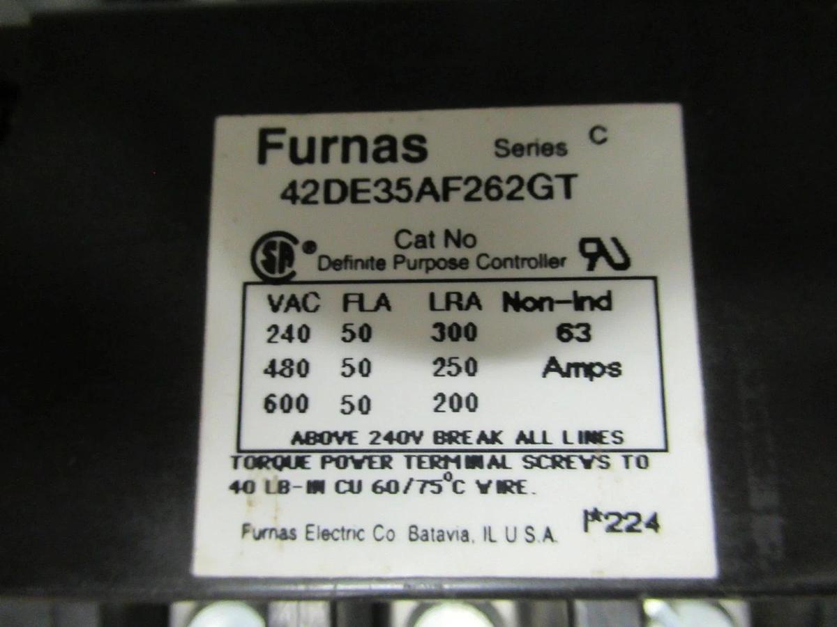 Used FURNAS DEFINITE PURPOSE CONTROLLER 42DE35AF262GT 600V 63A 110V/120V COIL SER C