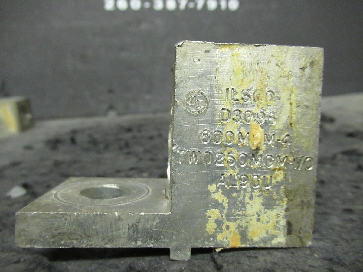 Used (6) QTY ILSCO D3096 1 (SINGLE) BARREL MECHANICAL CONNECTOR LUG TAP 600 MCM - 4