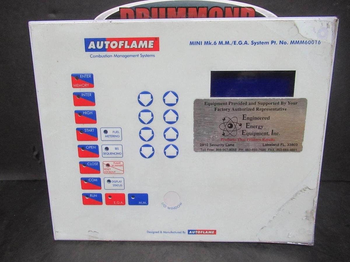 Used AUTOFLAME MM/EGA SYSTEM MM60016 MK. 6 230 VAC 45 W COMBUSTION MANAGEMENT SYSTEM