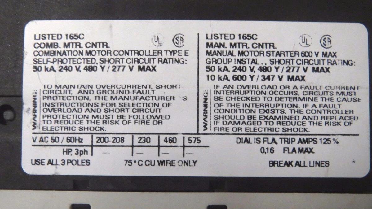 Used SIEMENS SIRIUS 3R STARTER SET 0.11-0.16 AMP 3RV1011-0AA15 WITH 3RT1016-1BB42