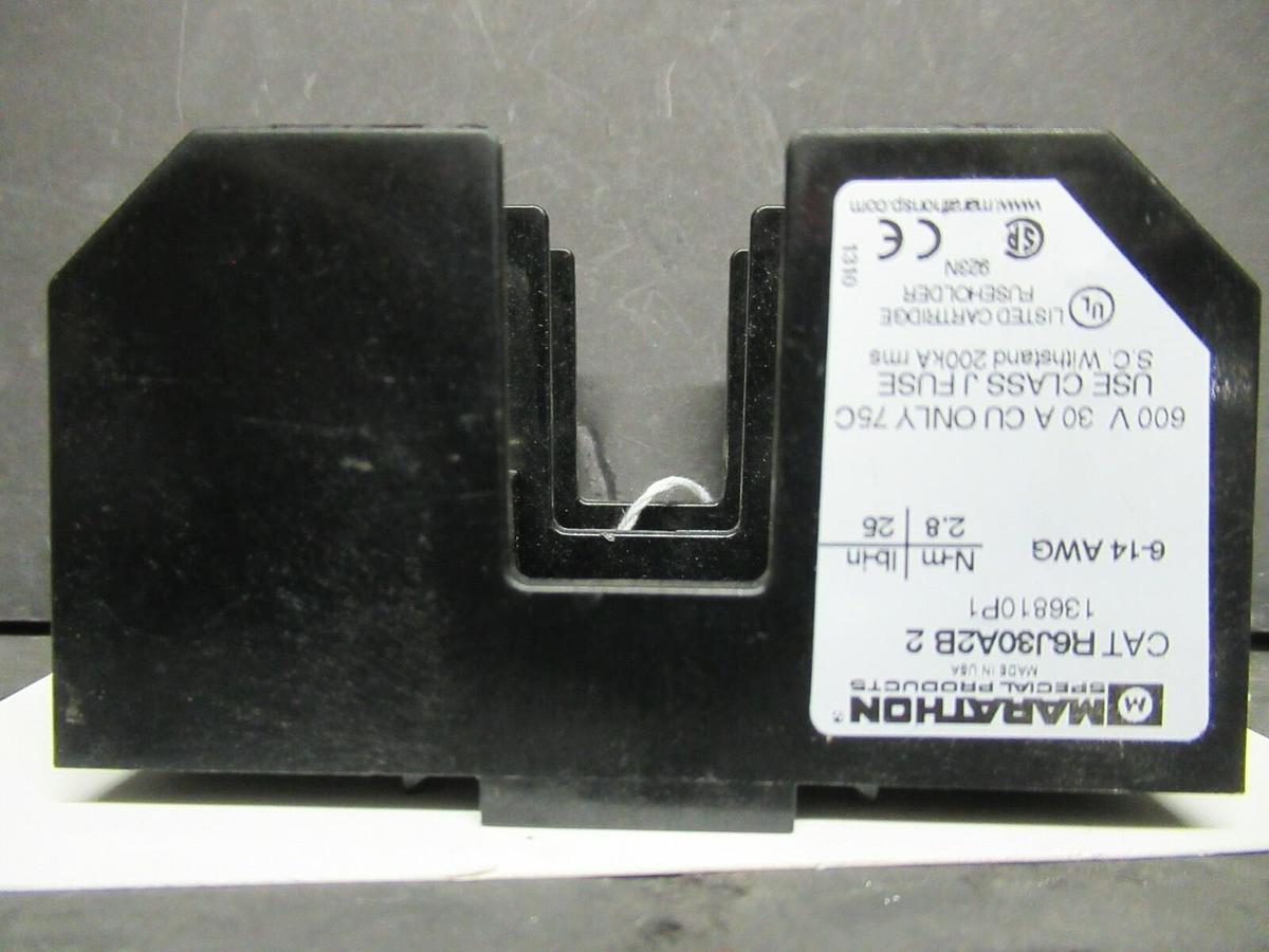 Used MARATHON FUSE LUG SET R6J30A2B-2 600 VOLTS 30 AMP **WARRANTY INCLUDED!**