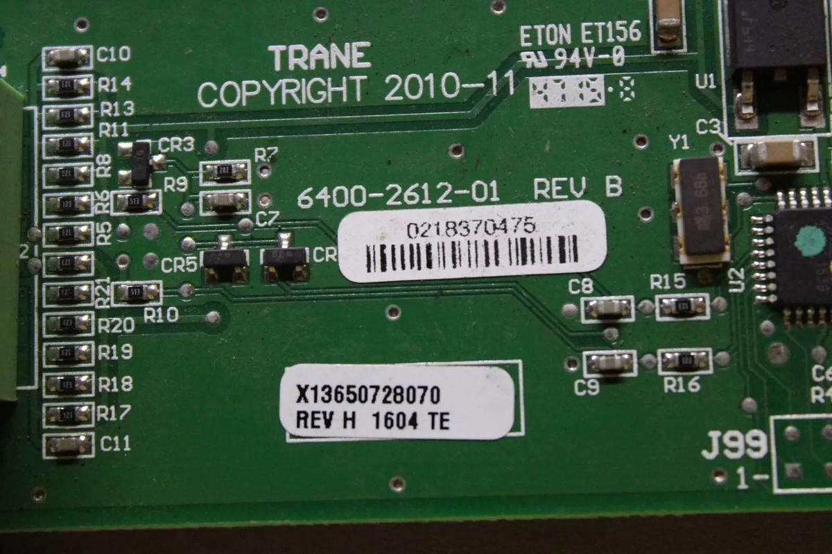 Used TRANE DUAL BINARY INPUT CIRCUIT BOARD X13650728070 REV. H 6400-2612-01 REV. B