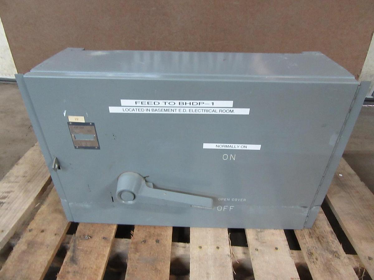 Used WETINGHOUSE FUSE PANELBOARD SWITCH  FDP365R 400 AMP 600 VAC 350 HP 3-POLE