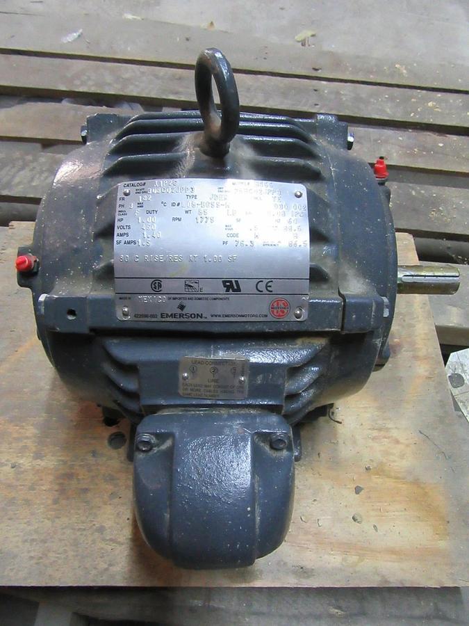 Used EMERSON INVERTER MOTOR A1P2C FRAME 182 ENCL TE 3PHASE 1775RPM 1HP 460V 1.4A 60HZ