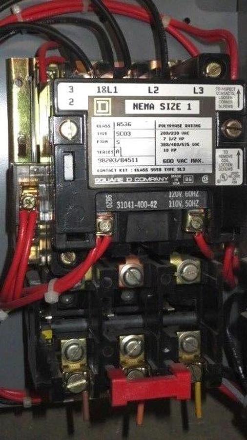 Used SQUARE D 12" MCC BUCKET 7 AMP FHP BREAKER 480 VAC WITH NEMA SIZE 1 STARTER