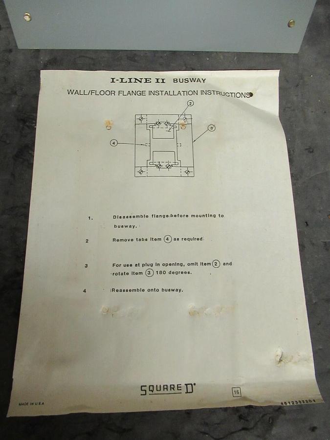 SQUARE D BUSWAY WALL AND FLOOR FLANGE ACF53WF I-LINE II 81249 BRACKET 1200 AMP