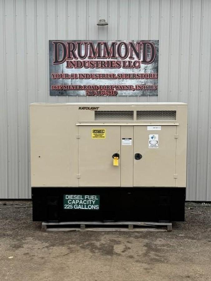 Used 60 KW DIESEL GENERATOR KATOLIGHT 120/240V RE-CONNECTABLE SOUND ENCLOSED 593 HRS