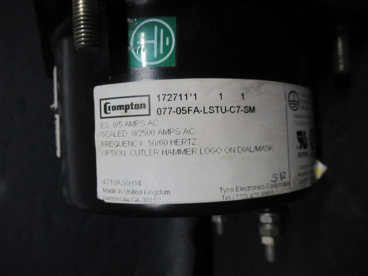 Used TYCO CROMPTOM AC AMPERAGE METER 077-05FA-LSTU-C7-SM 0-2500 AMP **WARRANTY**
