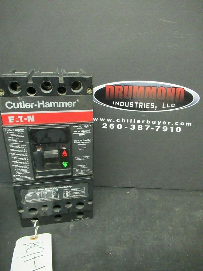 Used CUTLER-HAMMER CIRCUIT BREAKER KS36040YD KS-Y 400 AMP 600 VAC 3-POLE 3-PHASE