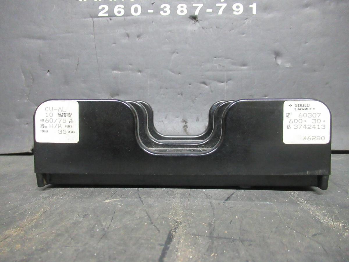 Used GOULD SHAWMUT 2-POLE FUSE HOLDER 600 VOLT 30 AMP FOR H OR K TYPE FUSES