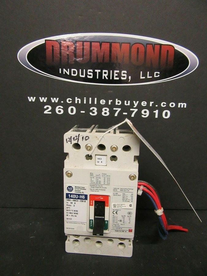 Used 50 AMP ALLEN BRADLEY BREAKER 140U-H6C3-C50 SER. B 3 POLE 480 VAC **WARRANTY**