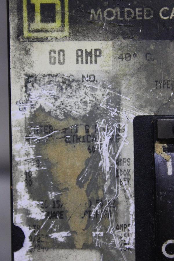 Used SQUARE D I-LINE POWERPACT CIRCUIT BREAKER HDA36060 60 AMP 600 VAC 3-POLE