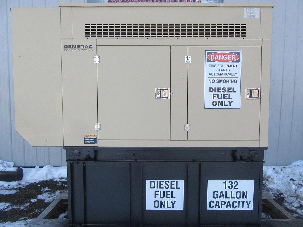 Used 30 KW DIESEL GENERATOR GENERAC 120/240 VOLT ONLY 407 HRS SOUND ENCLOSED VIDEO