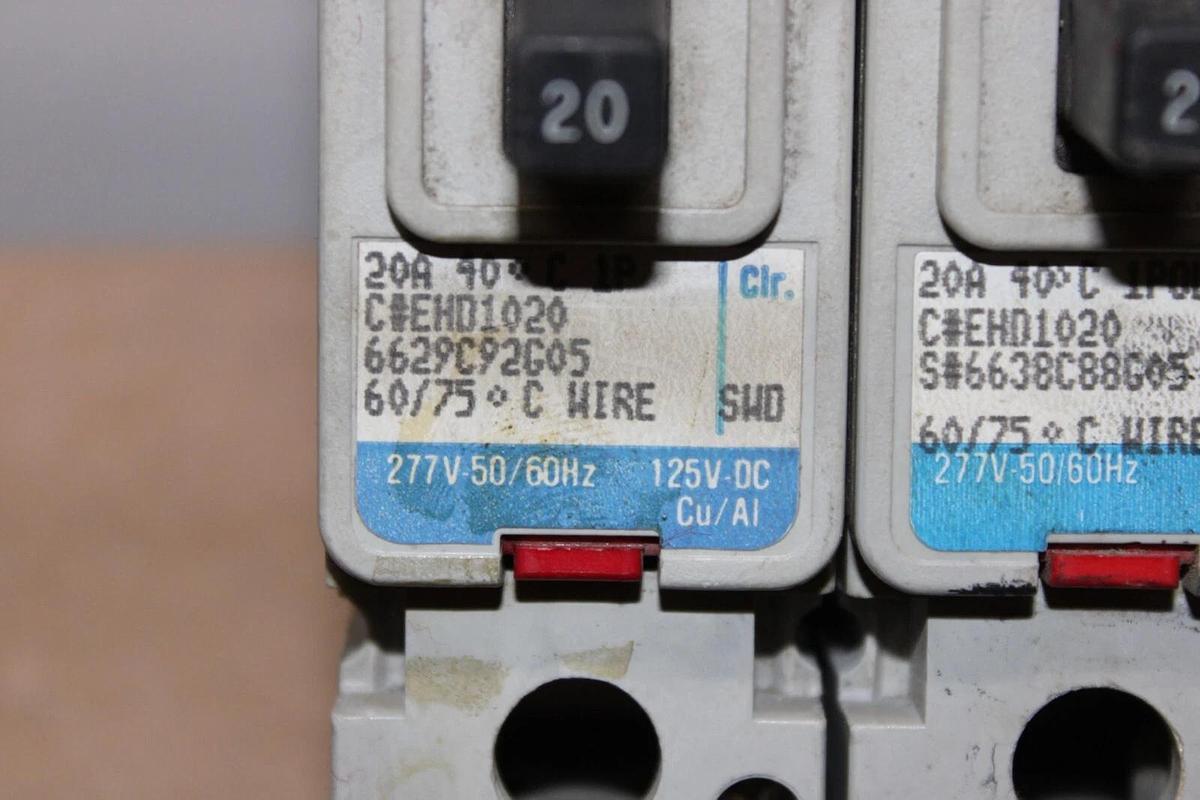 Used LOT OF 3 WESTINGHOUSE EHD1020 20 AMP 277 VAC SINGLE POLE *WARRANTY*