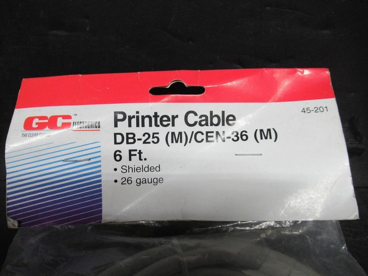 NEW IN BAG GC ELECTRONICS PRINTER CABLE DB-25 CEN-36 DUAL MALE SHIELDED 26 GAUGE