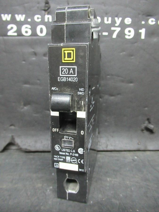 Used SQUARE D SINGLE POLE BREAKER EGB14020 20 AMP 277 VAC **WARRANTY INCLUDED**