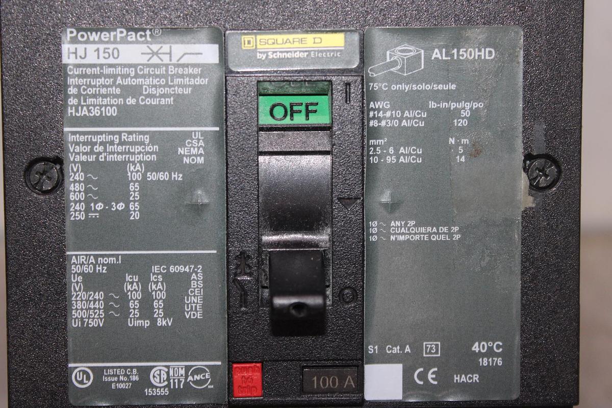 Used SQUARE D I-LINE CIRCUIT BREAKER FC34100 100 AMP 480 VAC 3-POLE