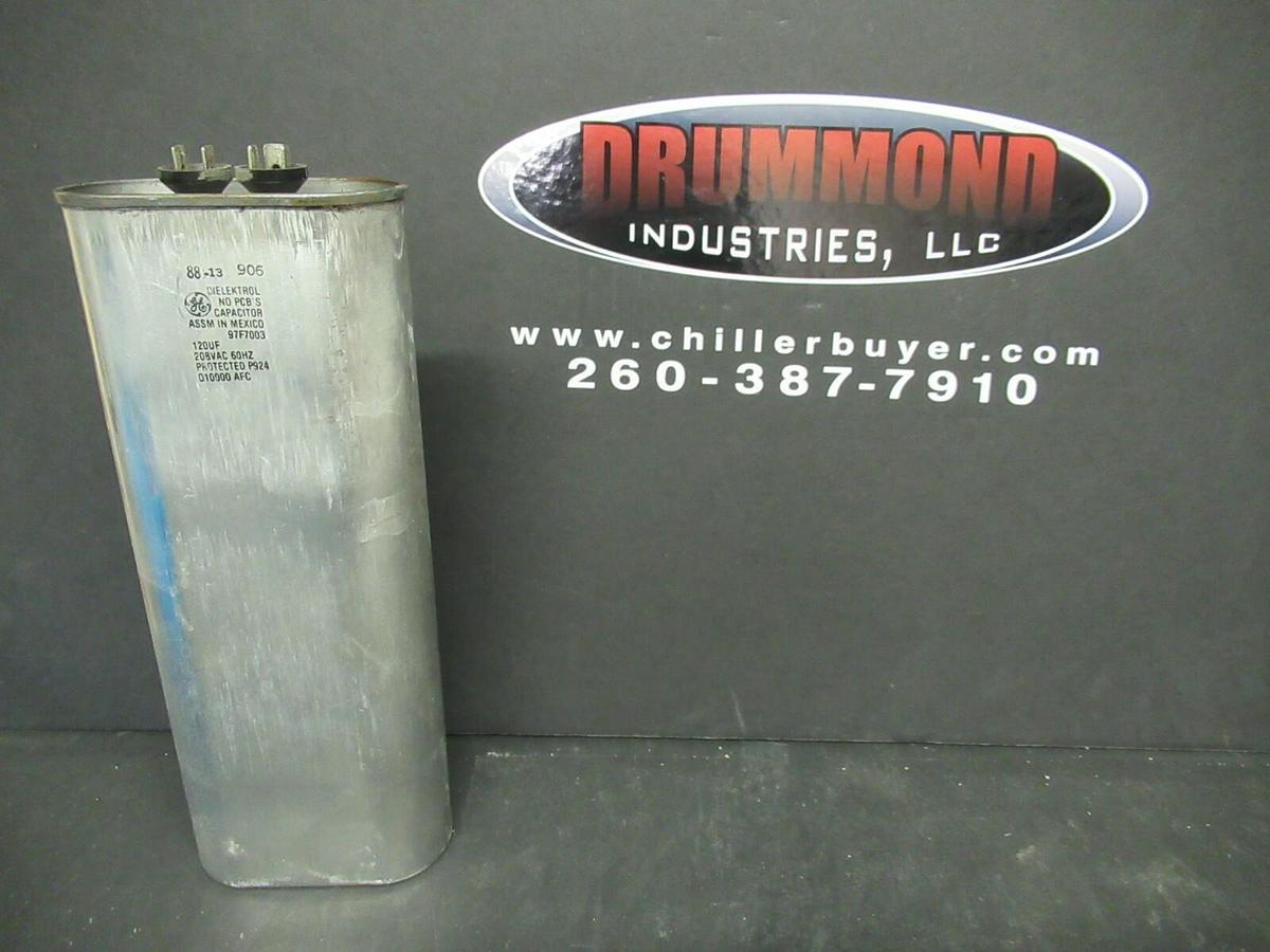 Used GE DIELEKTROL CAPACITOR 97F7003 120 uF 208 VAC 60 HZ **WARRANTY INCLUDED!**