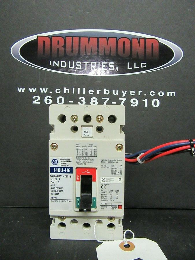 Used 25 AMP ALLEN BRADLEY BREAKER 140U-H6C3-C25 3 POLE 600 VAC **WARRANTY INCLUDED**