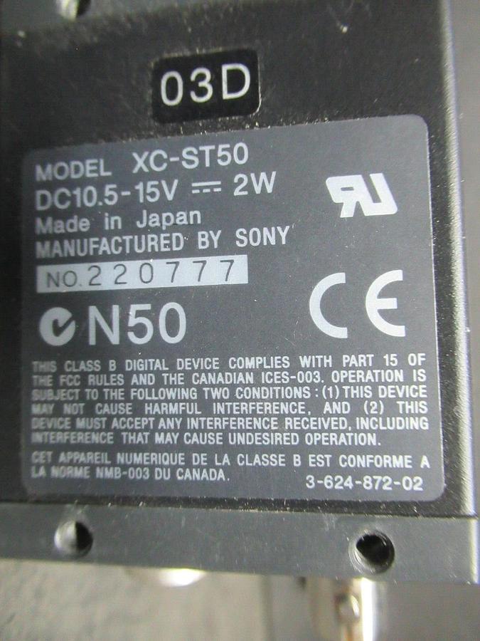 Used SONY CCD INDUSTRIAL CAMERA XC-ST50 15 VDC 2 WATT **WARRANTY INCLUDED**