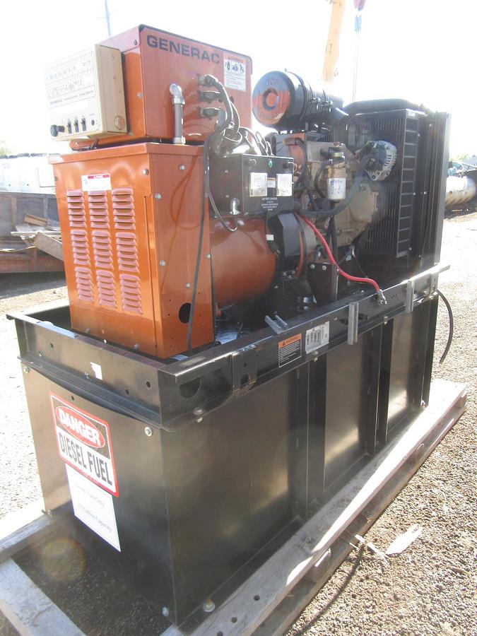Used 30 KW DIESEL GENERATOR GENERAC 120/240 VOLT SINGLE PHASE 277 HOURS VIDEO WE SHIP