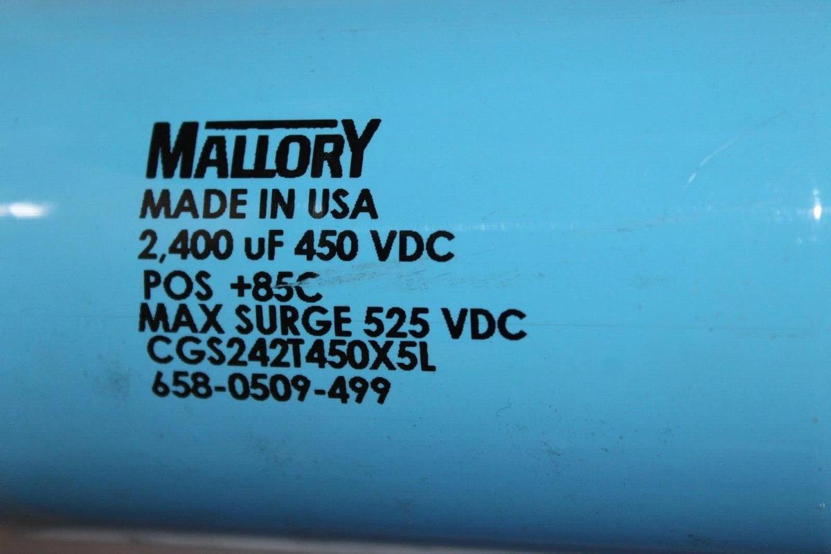 Used LOT OF 2 MALLORY CAPACITOR 2400 uF 450 VDC CGS242T450X5L 658-0509-499 *WARRANTY*