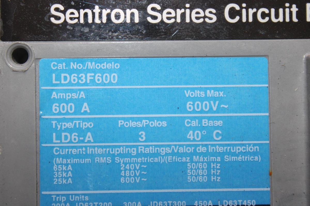 Used SQUARE D I-LINE CIRCUIT BREAKER FA36100 100 AMP 600 VOLT 3-POLE