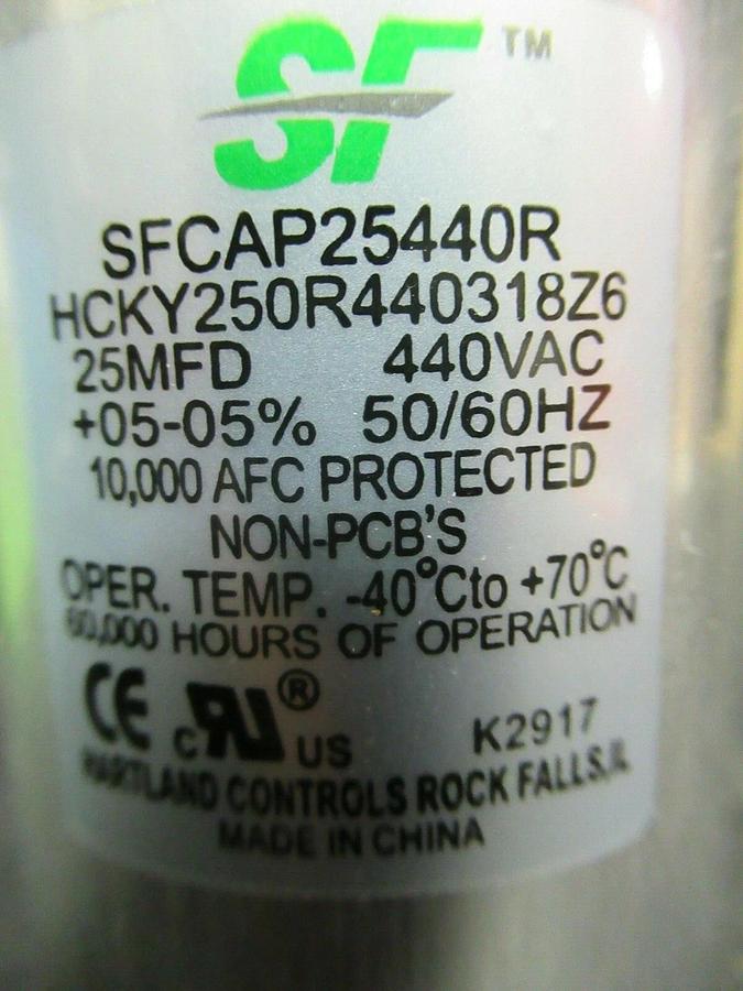 Used (1) SF CAPACITOR HCKY250R440318Z6 25 MFD 440 VAC 60 HZ **NEW IN BOX!**