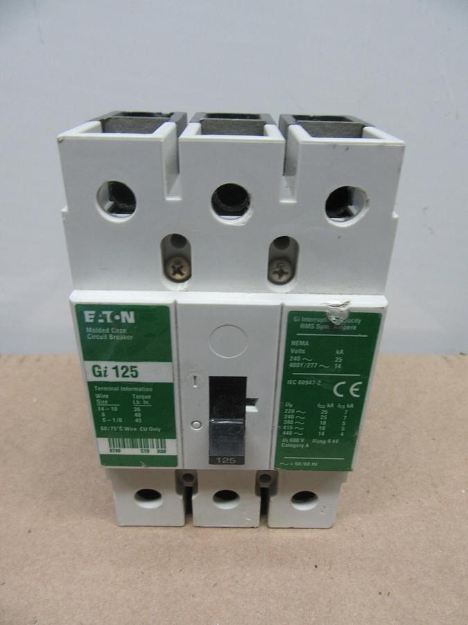 Used CUTLER HAMMER CIRUIT BREAKER GI 125 125 AMP 3-POLE 480/277 VAC **WARRANTY**