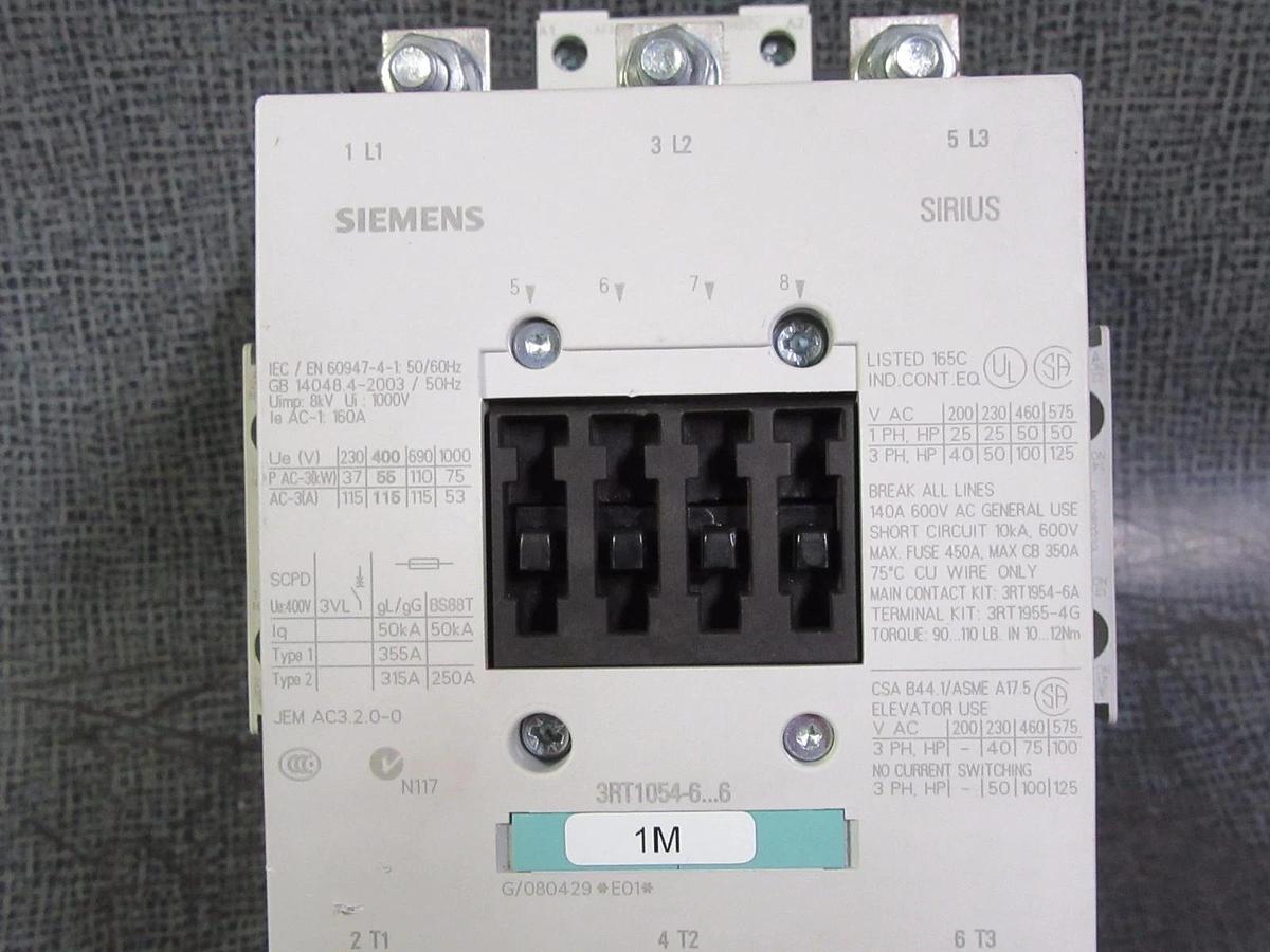 Refurbished SIEMENS SIRIUS CONTACTOR 140 AMP 600V 3 PHASE 110-127V COIL MODEL: 3RT1054-6AF36