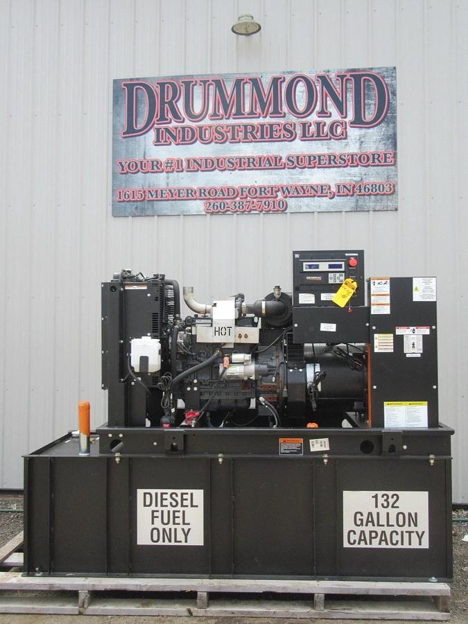 Used 2015 30 KW DIESEL GENERATOR GENERAC 120/240 VOLT SINGLE PHASE 501 HOURS VIDEO