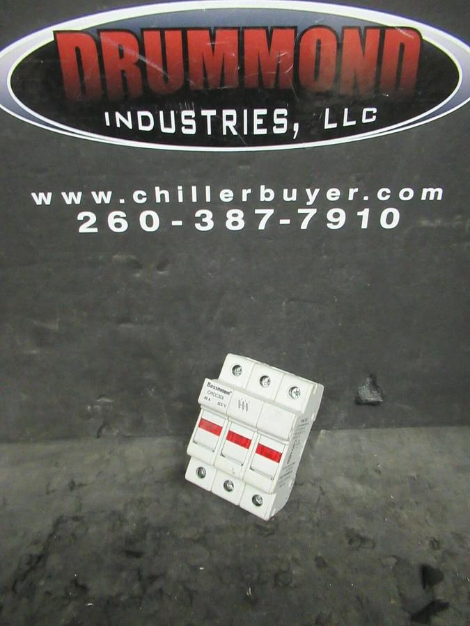 Used 30 AMP 600 VAC 3 POLE BUSSMANN CLASS CC FUSE HOLDER CHCC3DI SERIES CHCC UL CSA